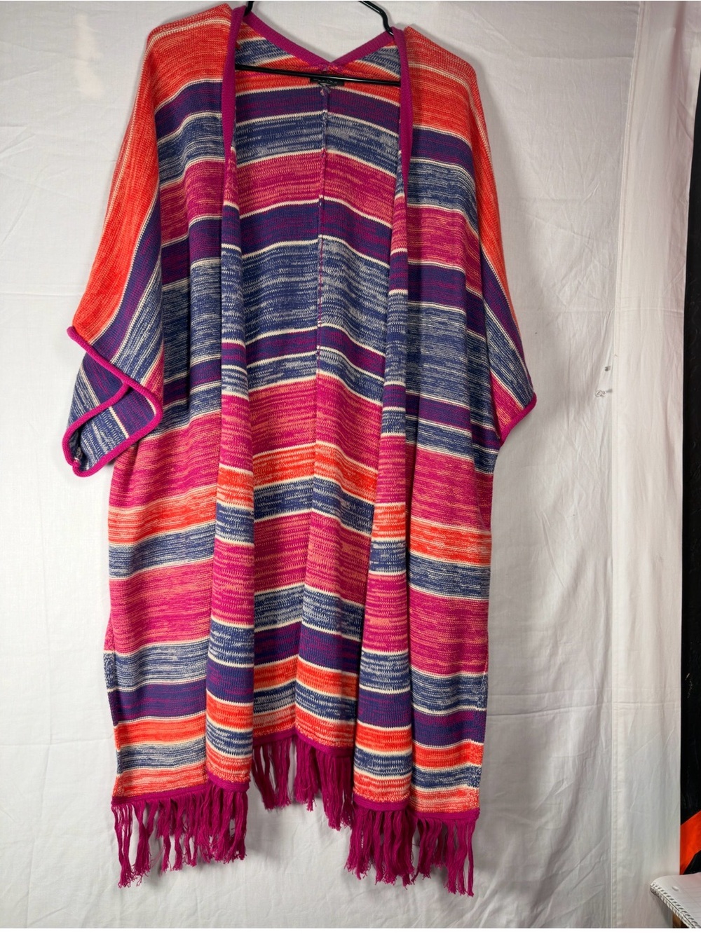 Wrangler Retro Striped Knit shawl in Pink, Purple & Orange Large/xlarge